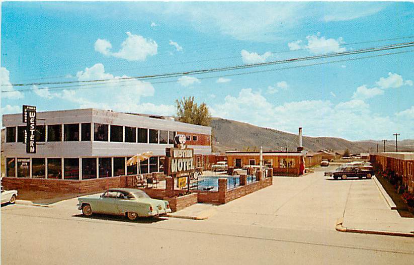 CO, Gunnison, Colorado, Western Motel, 50s Cars, Crocker Co