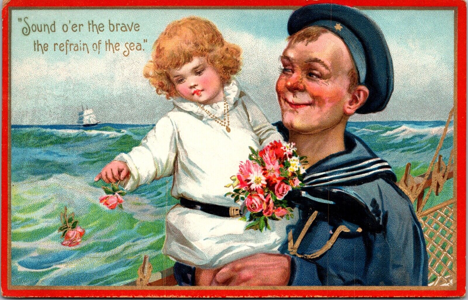Tuck Decoration Day postcard Sound o’er the brave the refrain of the sea sailor 