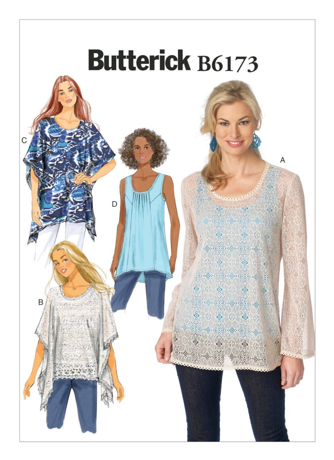 Butterick Pattern B6173 Tunic & Top with Style & Sleeve Options Size 6-14 Uncut