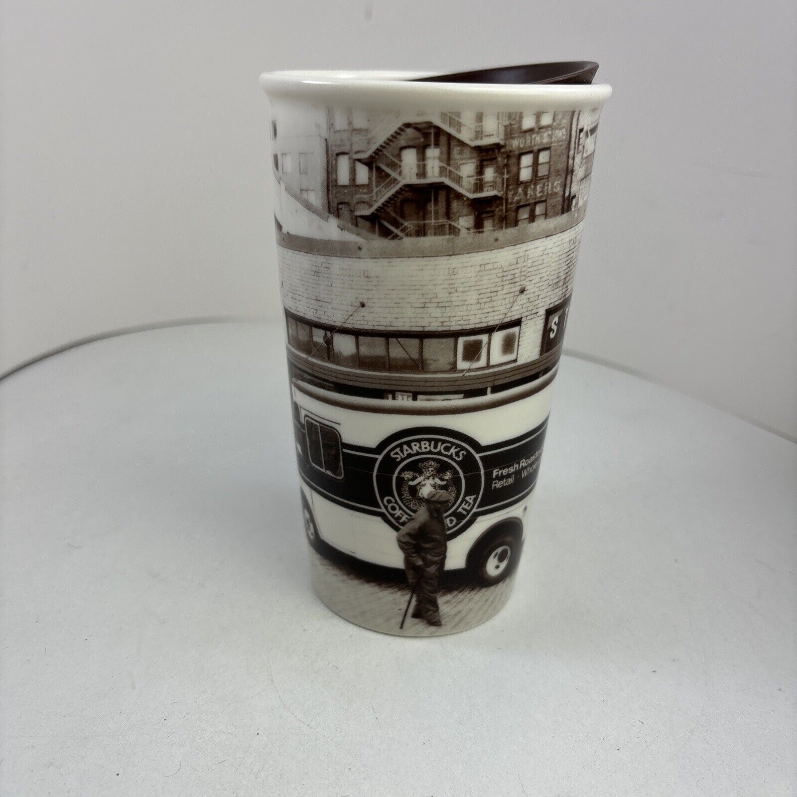 Starbucks 1912 Pike Street Seattle Ceramic Traveler 16 ounce Coffee Cup Tumbler