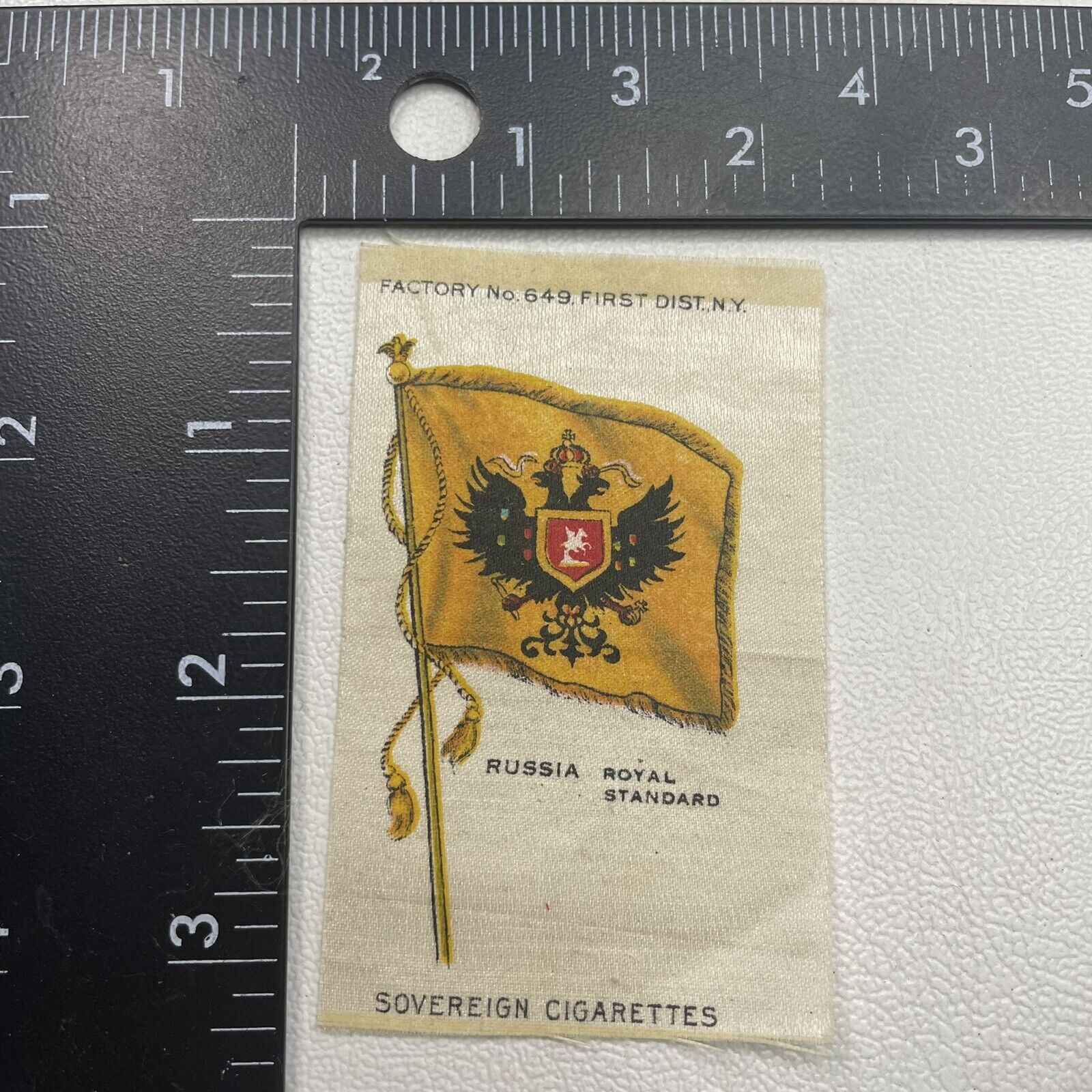 Vtg c 1910s RUSSIA ROYAL STANDARD Flag Cigarette Tobacco Country Silk 20NP