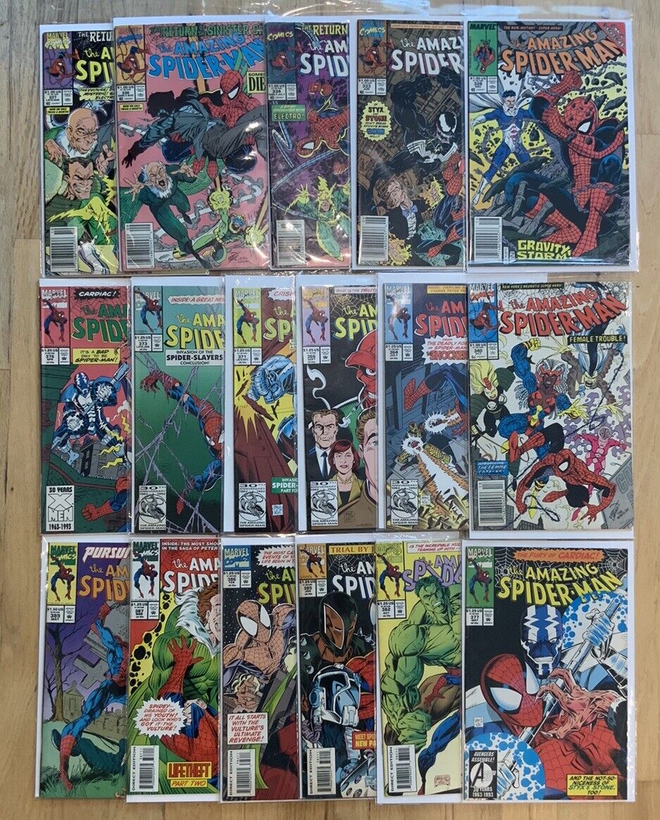 The Amazing Spider-Man Mixed Lot of 17 Between #326-389 G to VF 1993 Marvel