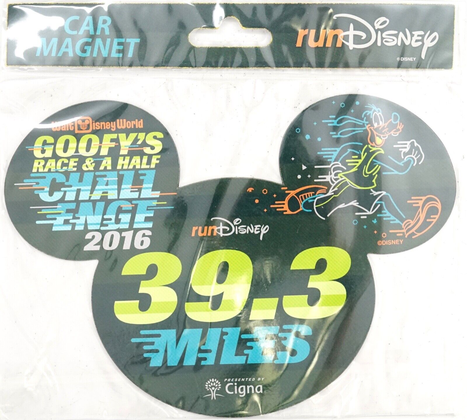 Disney runDisney 2016 WDW Goofy\'s Race & Half Challenge 39.3 Miles Car Magnet
