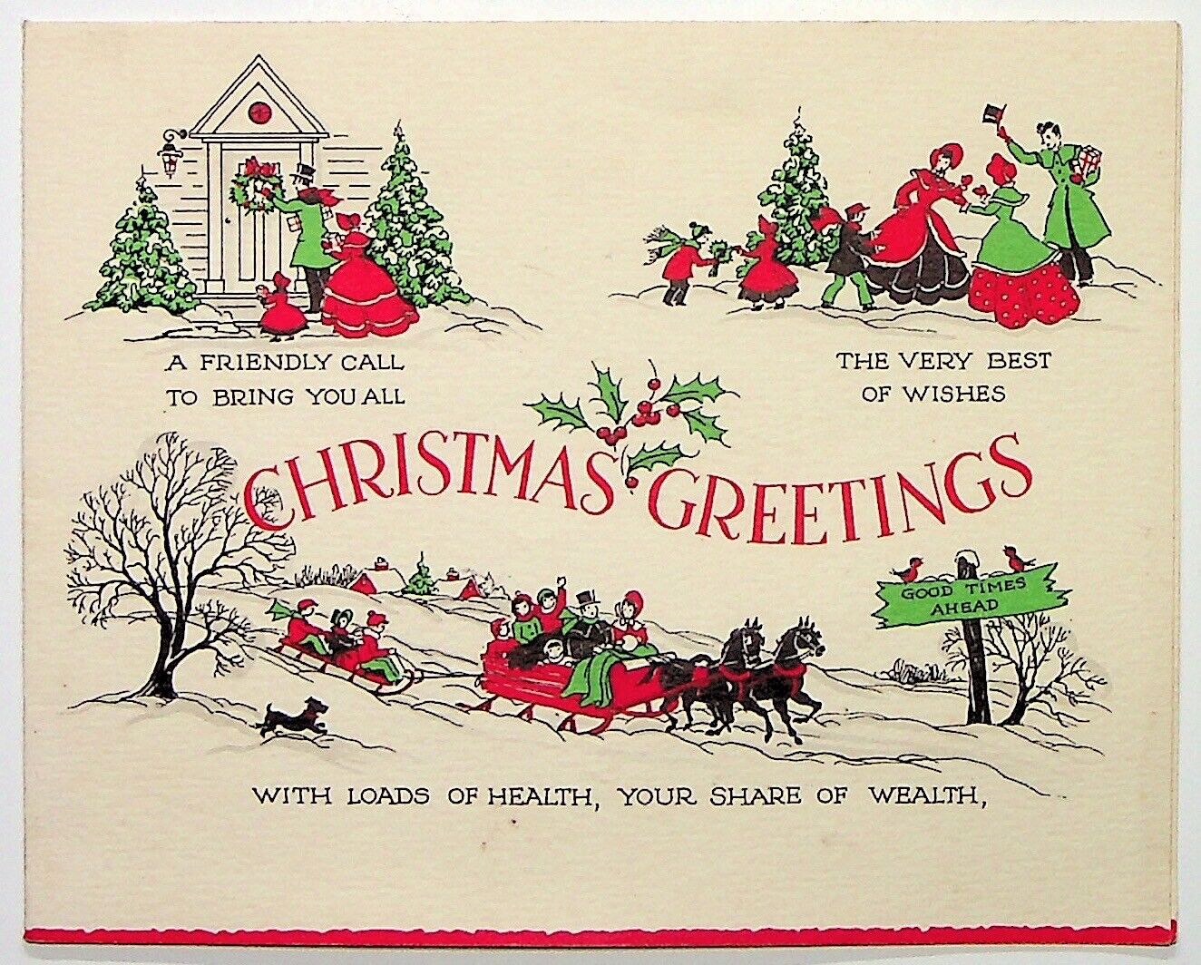 Vintage Friendly Call To Bring You All Christmas Greetings Holiday Card