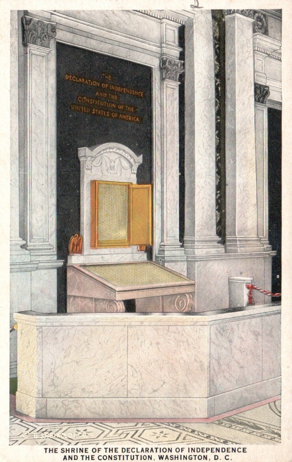 Postcard Washington DC Declaration Independence & Constitution Shrine PC H9602