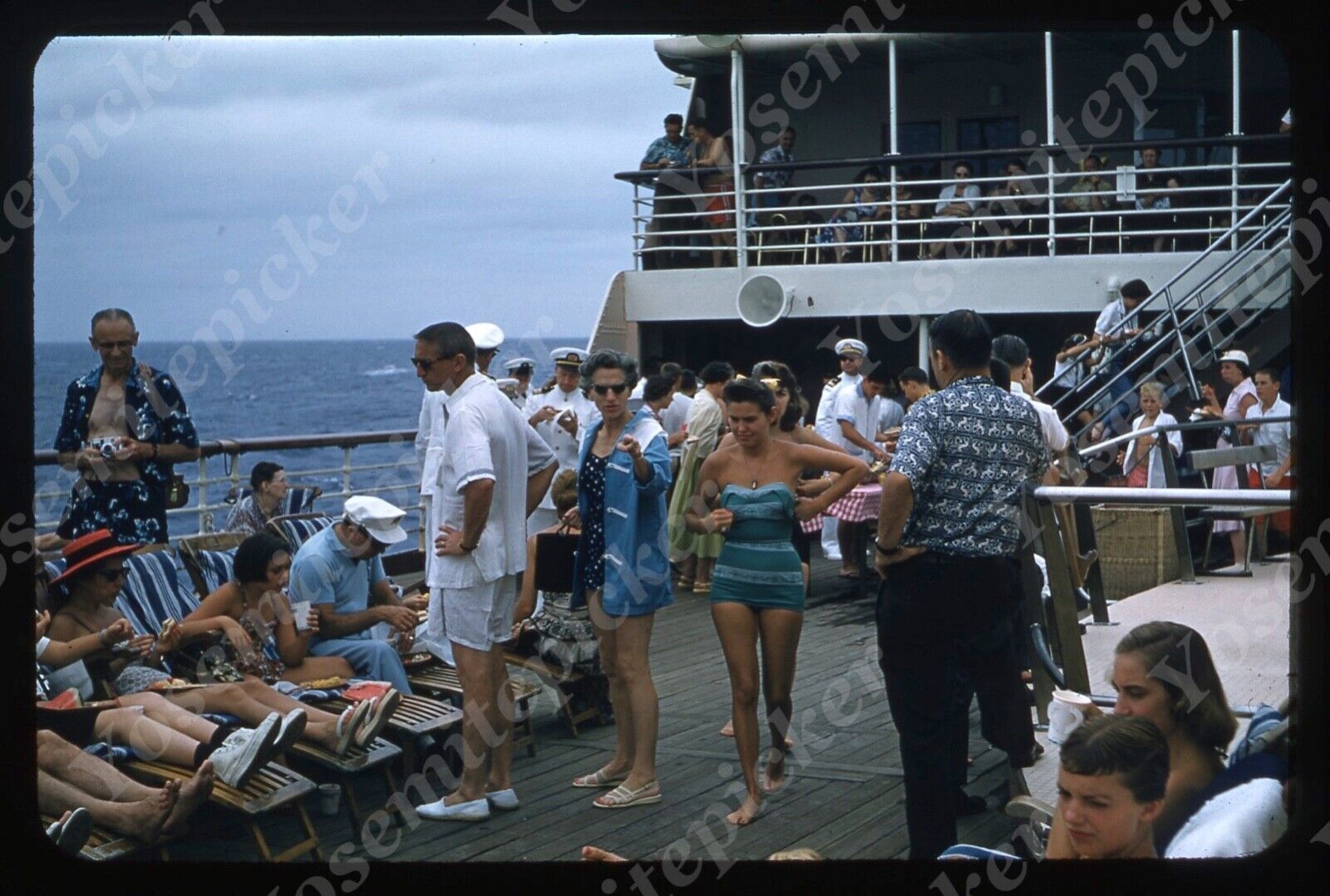 sl65  Original slide  1950\'s Red Kodachrome Hawaii  passenger ship 137a