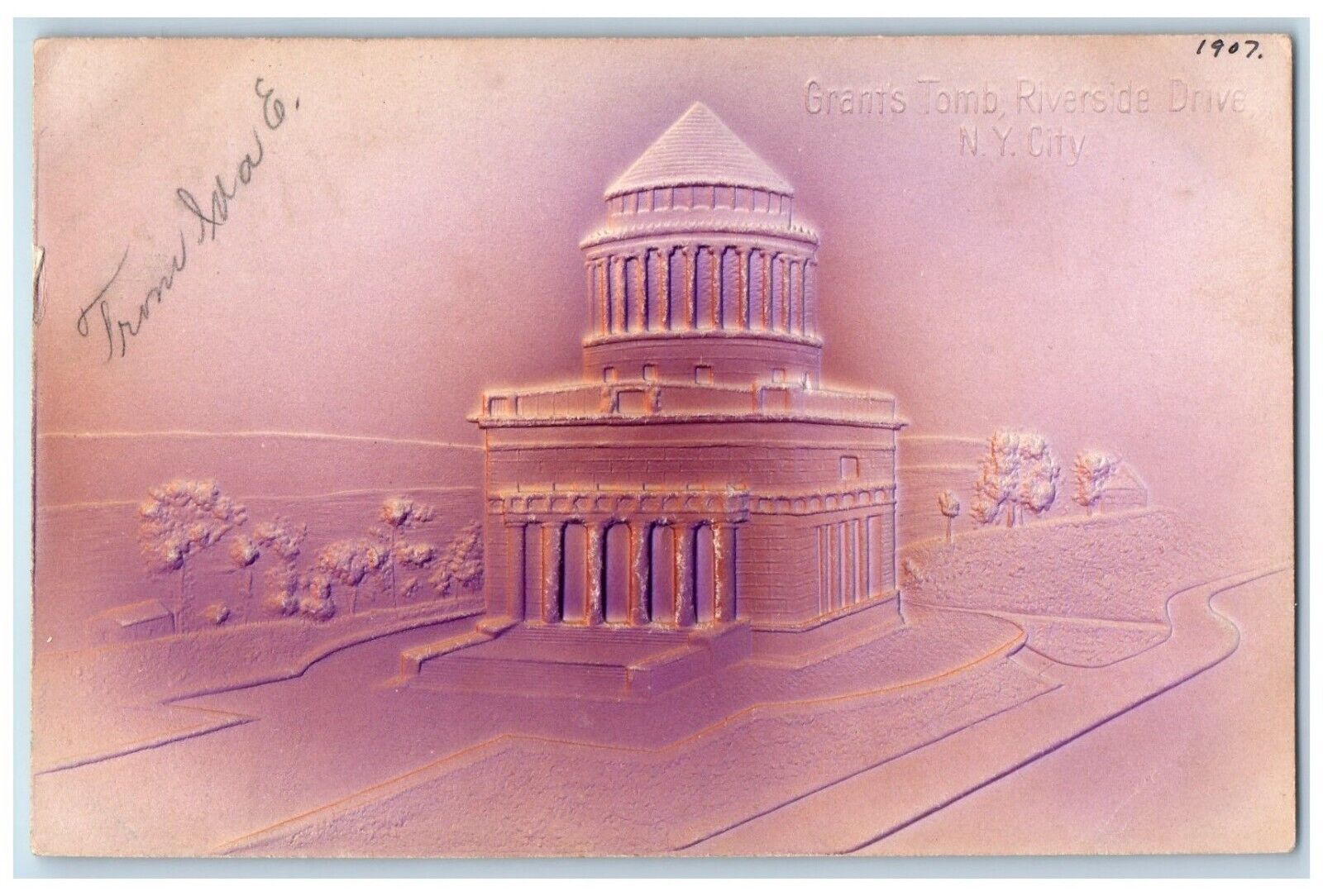 1907 Grant\'s Tomb Riverside Drive New York City NY Embossed Airbrushed Postcard