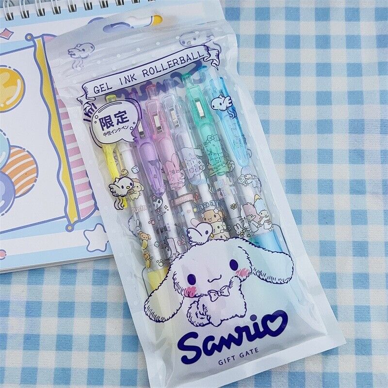 6pcs/pack Sanrio Kawaii Cartoon Character Gel Pen Black Ink 0.5mm