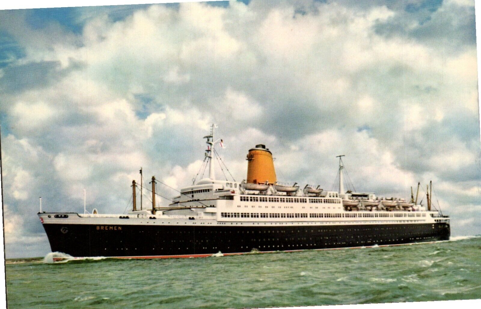 Old Postcard Ocean Ship T.S. Bremen 32335 GRT Flagship of North German LLOYD