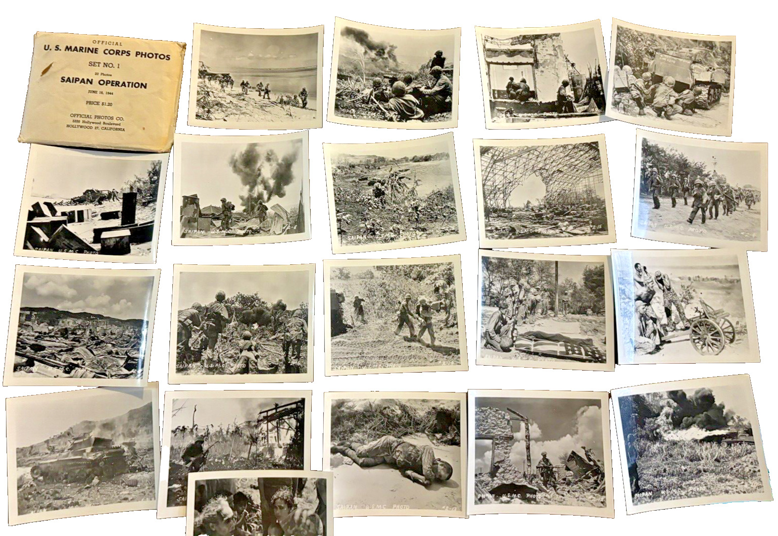Photographs US Marine Corps WWII Saipan Operation 20 Photos June 1944 Set No. 1
