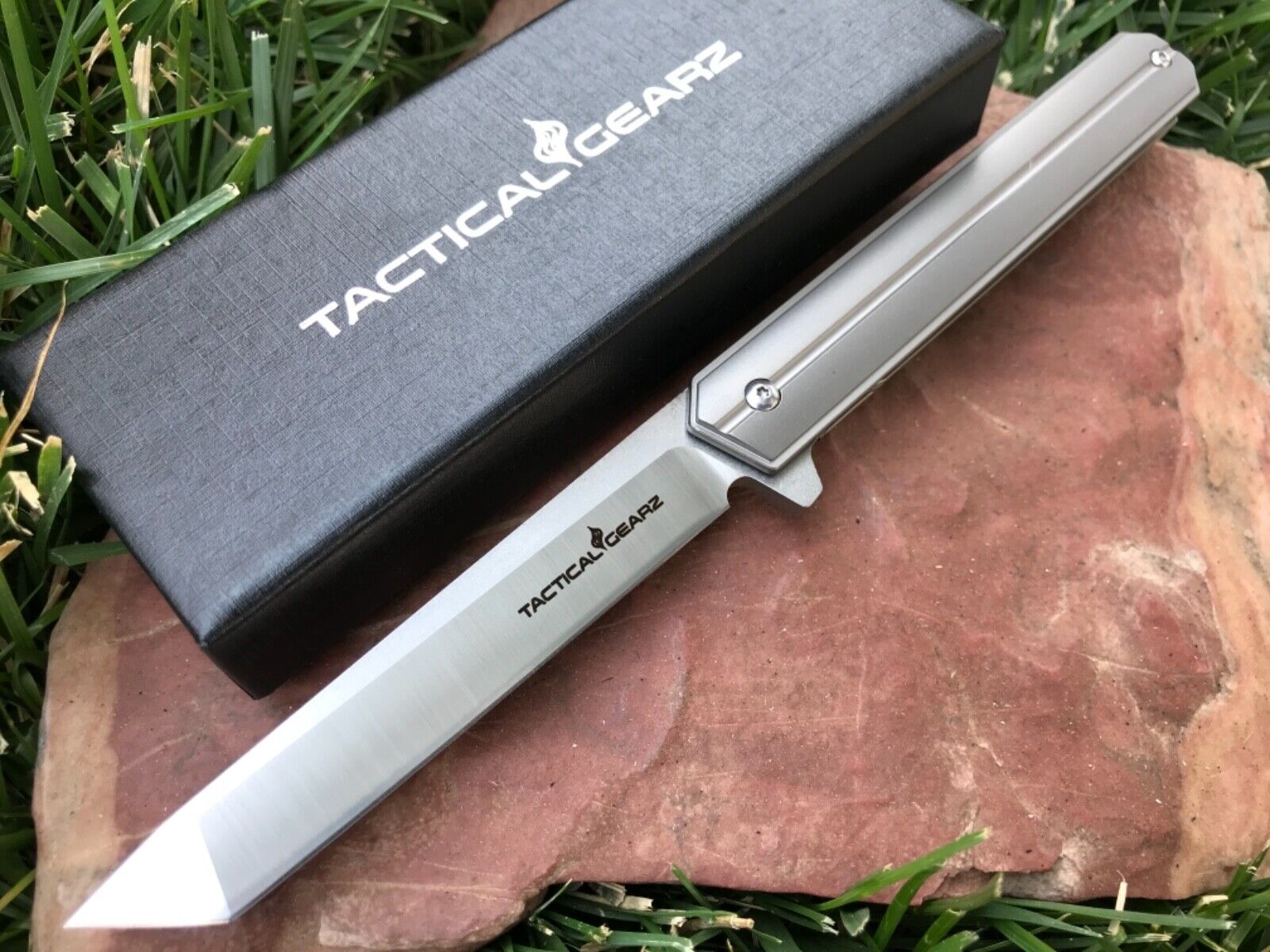 Full Tc4 Titanium EDC Folding Knife Sharp D2 Steel Tanto Blade Ball Bearing
