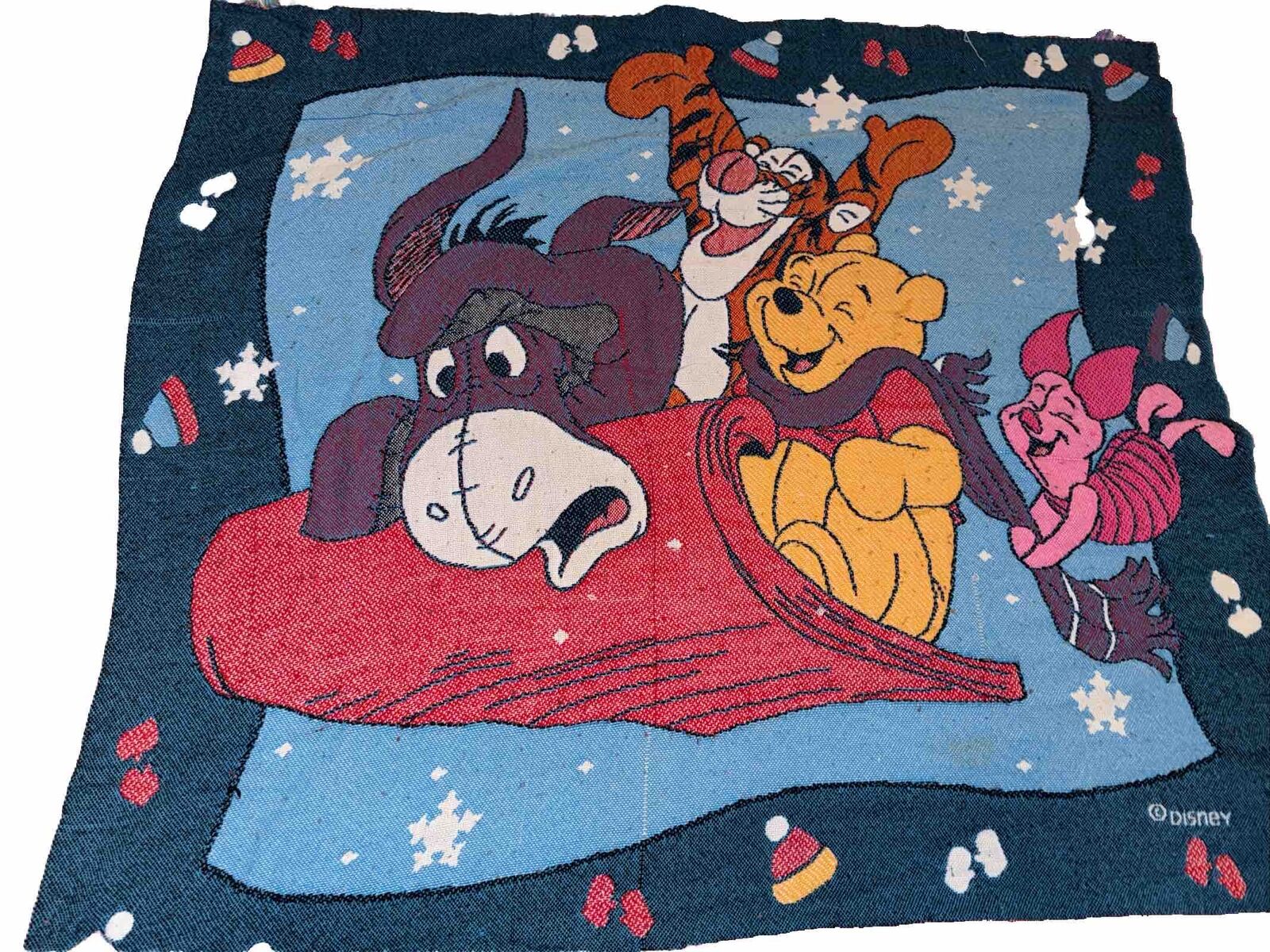Disney Vintage Blanket of Winnie the Pooh with friends winter snow day
