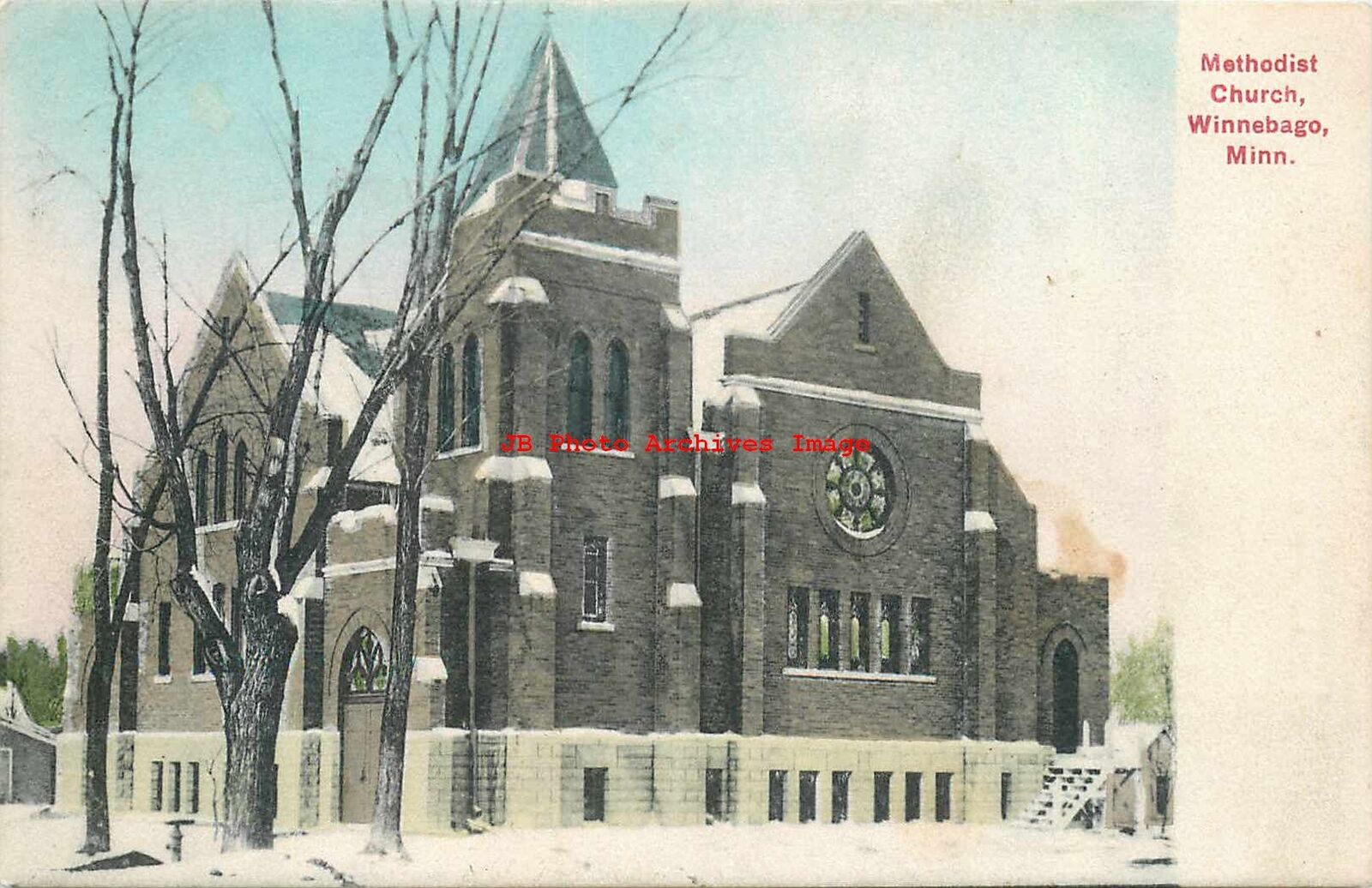 MN, Winnebago, Minnesota, Methodist Church, 1909 PM, Schleuder Paper Pub No 2040