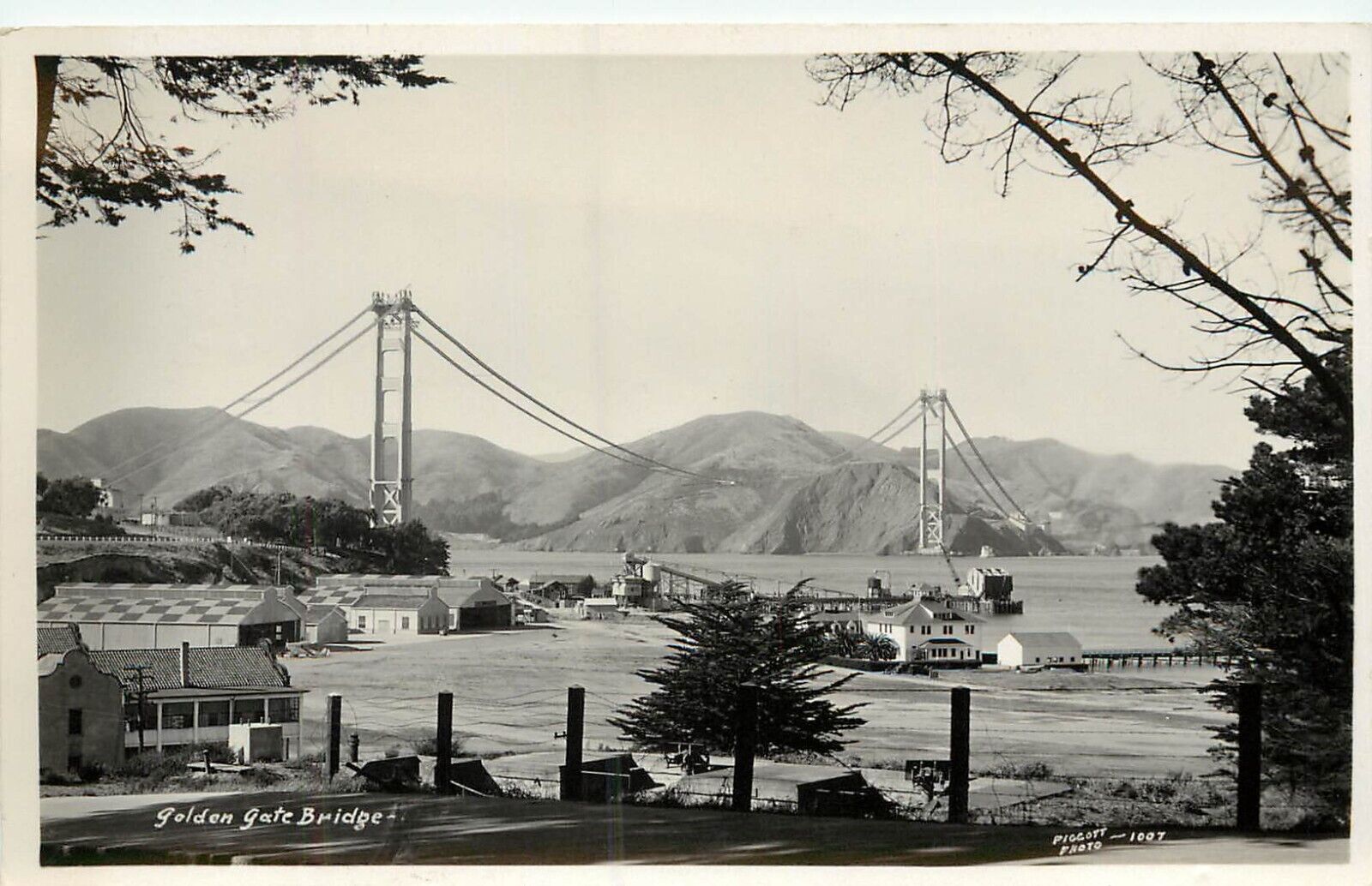RPPC Postcard Golden Gate Bridge Construction No Roadbed Yet Piggott Photo 1007