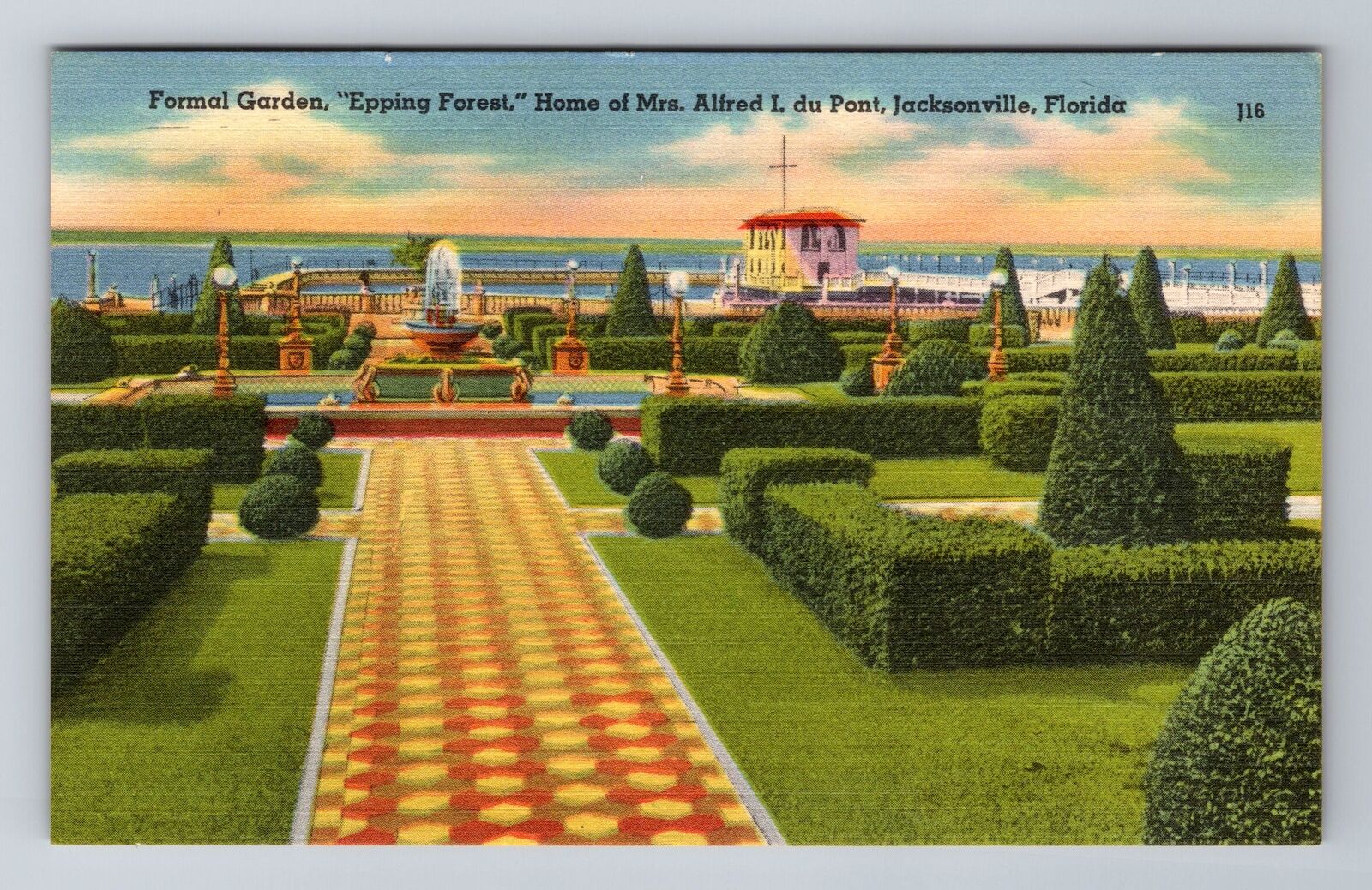 Jacksonville FL-Florida, Home of Mrs. Alfred I. du Pont Gardens Vintage Postcard