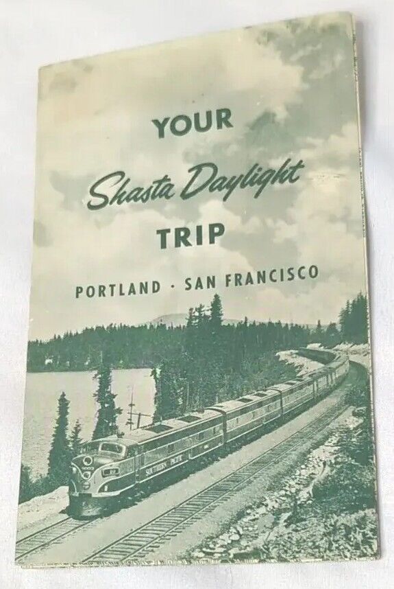 1952 Southern Pacific Railroad RR Shasta Daylight Advertising Foldout Times map