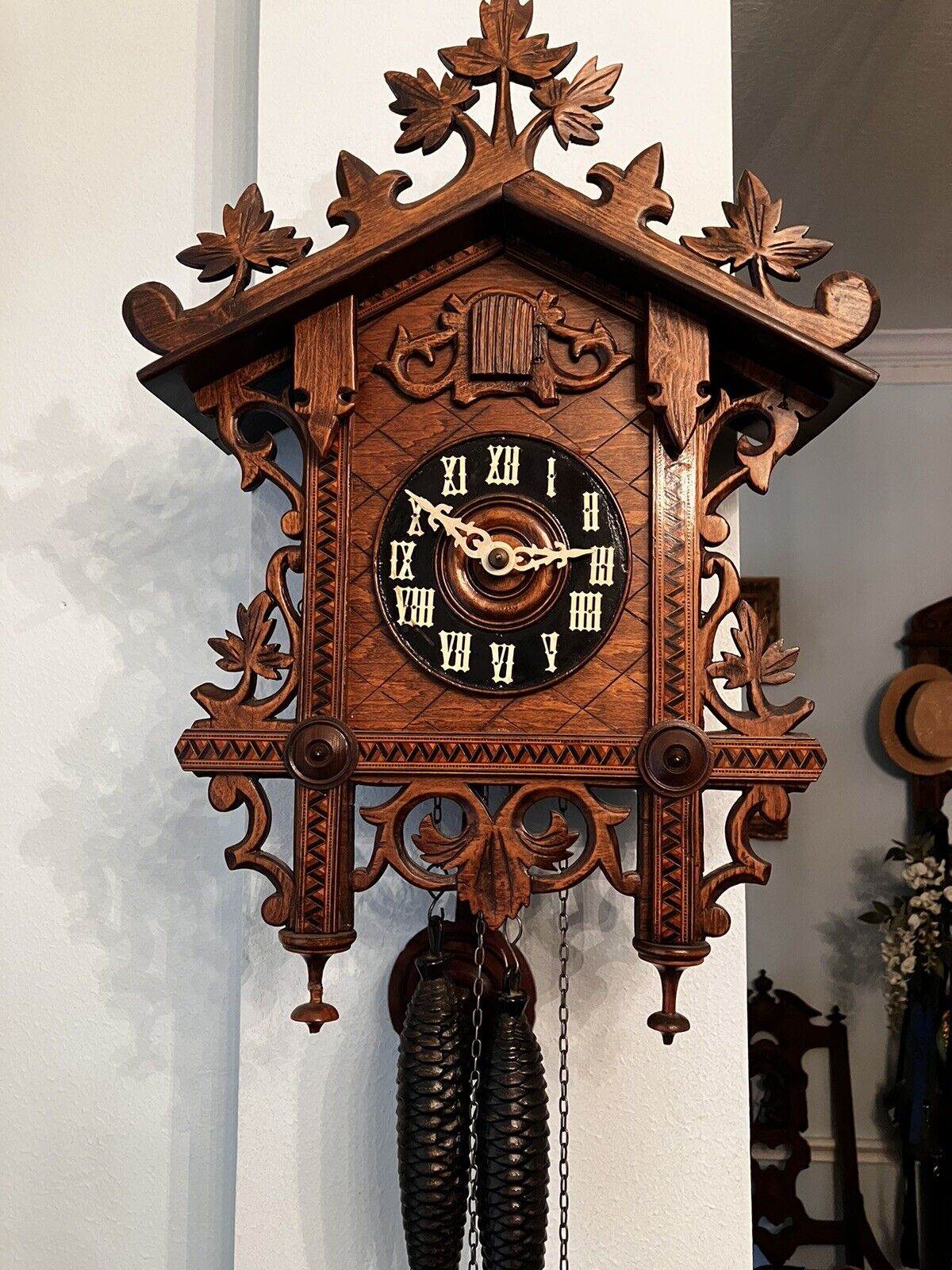 Antique German Railroad Cuckoo Clock marked G.G.B.