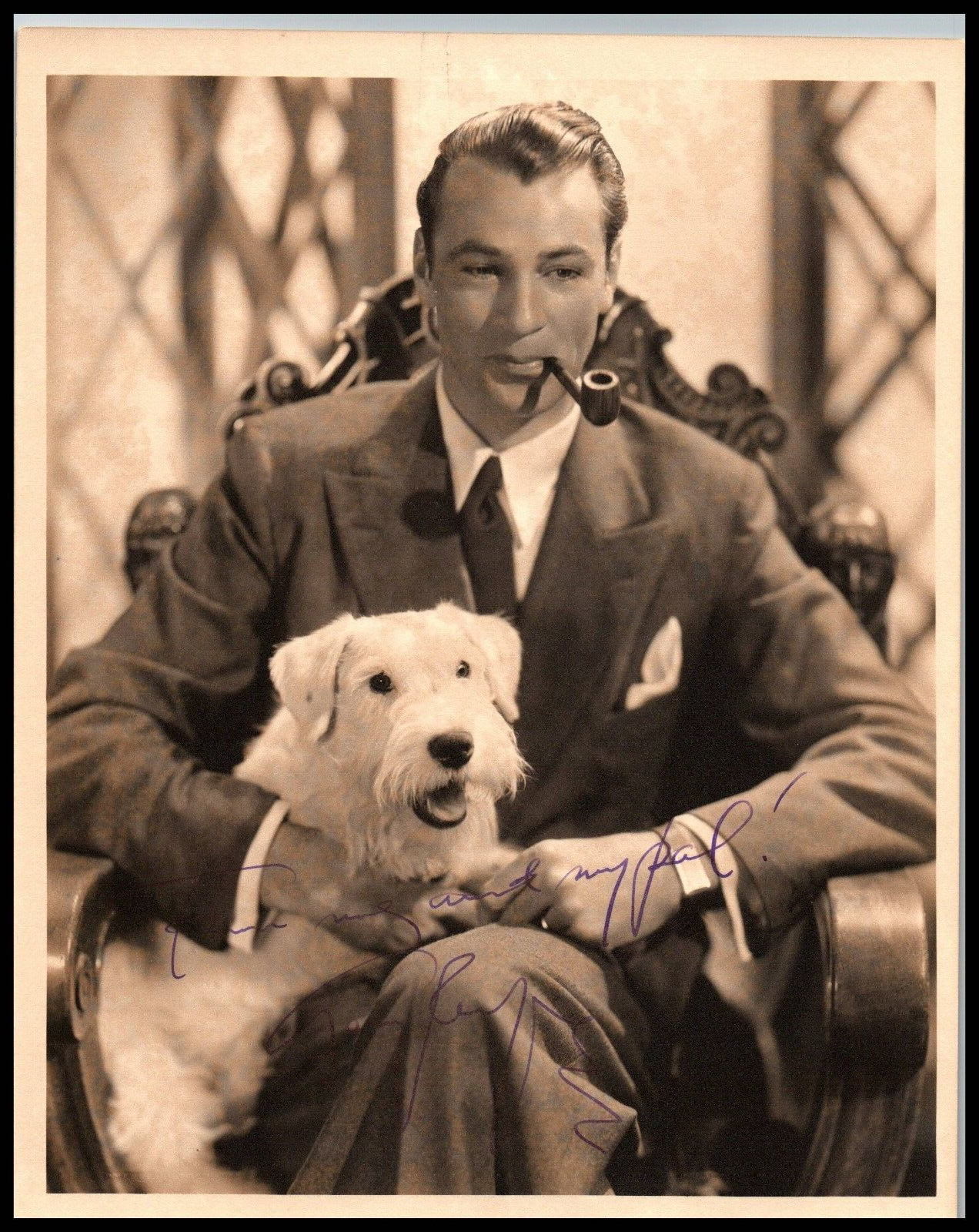 HOLLYWOOD LEGEND GARY COOPER 1930s SIGNED AUTOGRAPH HANDSOME PORTRAIT PHOTO 702