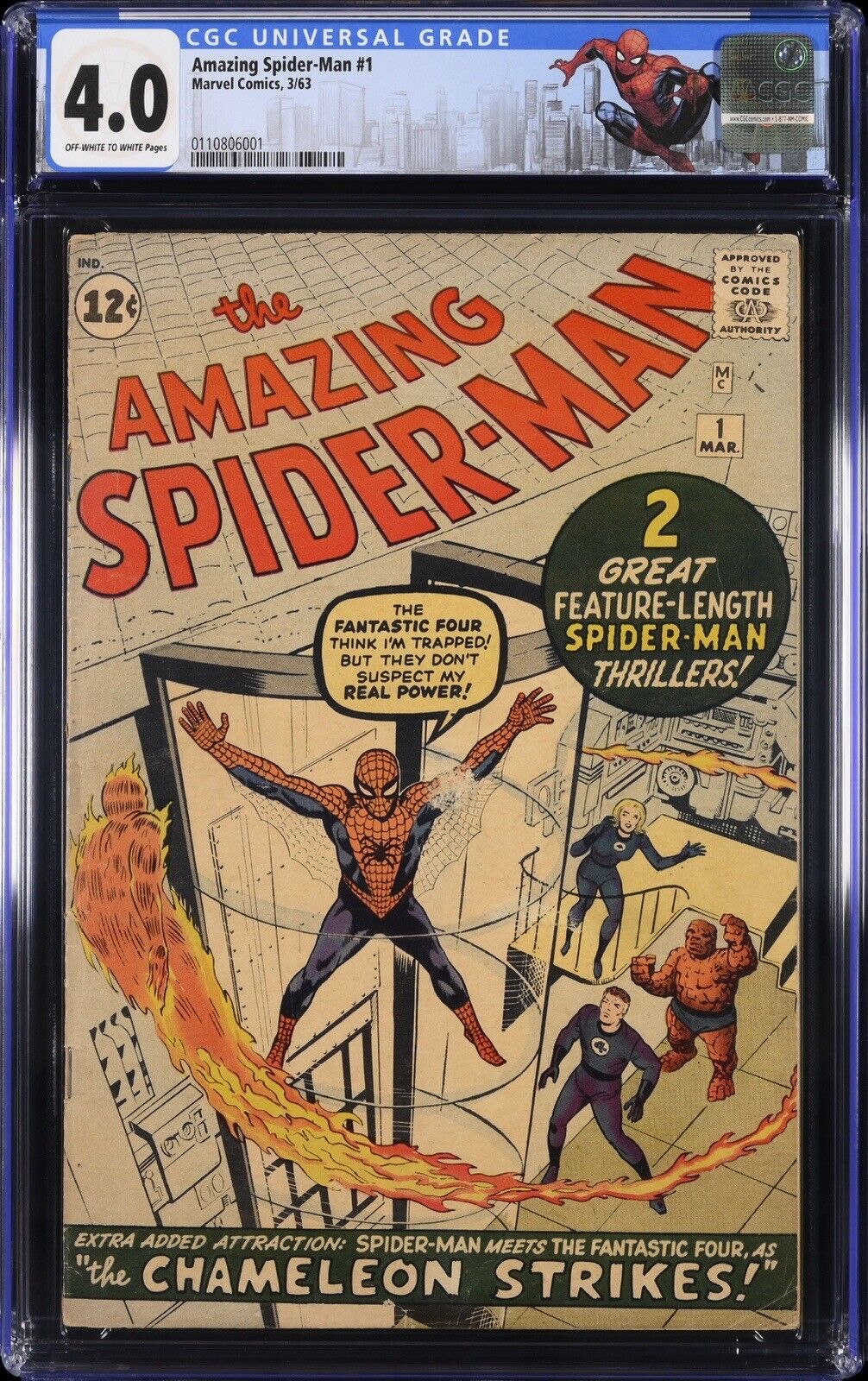 AMAZING SPIDER-MAN #1 CGC 4.0 1963 ORIGINAL SERIES SPECIAL LABEL