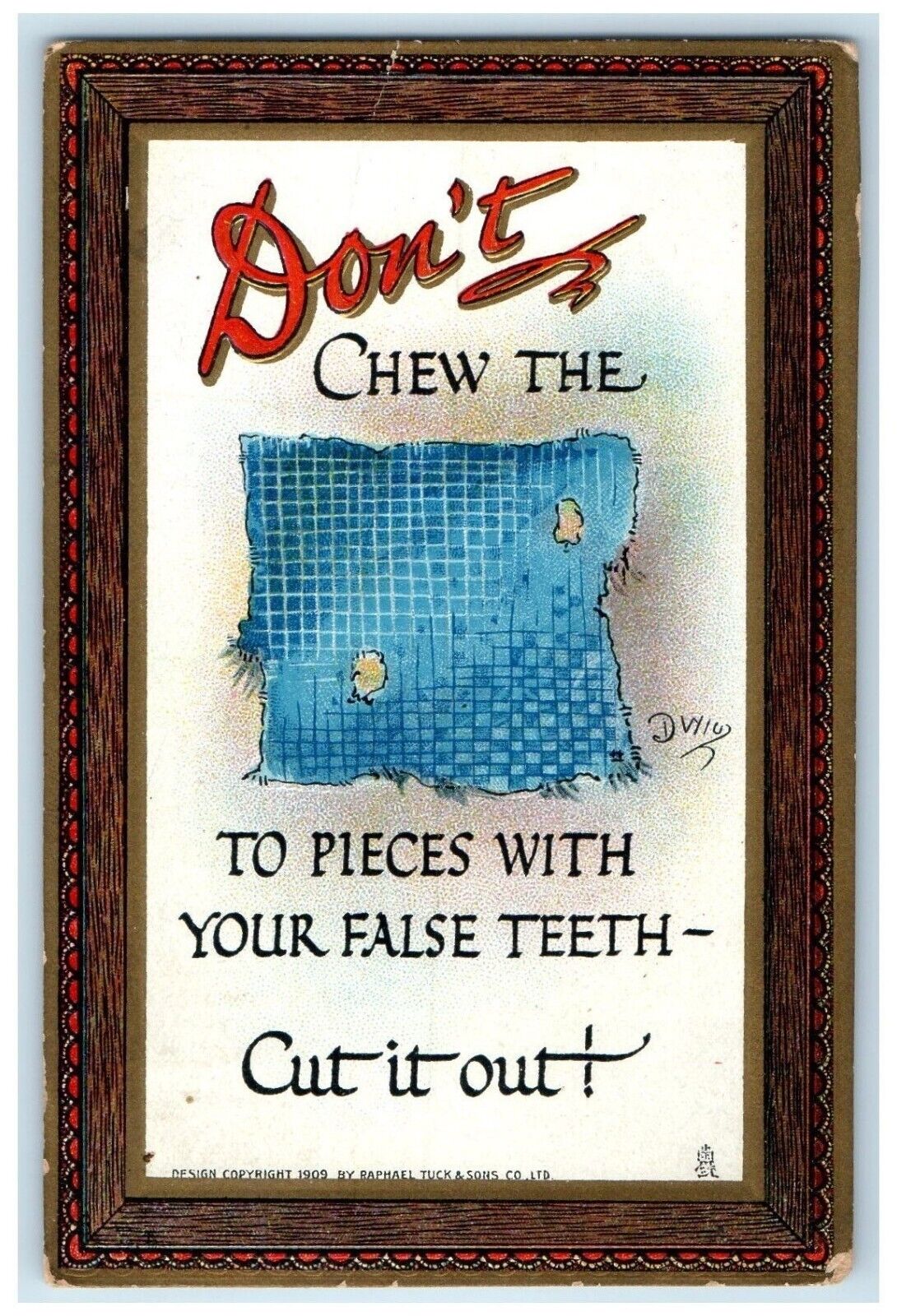 1909 Don\'t Chew The Towel To Pieces With Your Teeth Cut It Out Tuck\'s Postcard