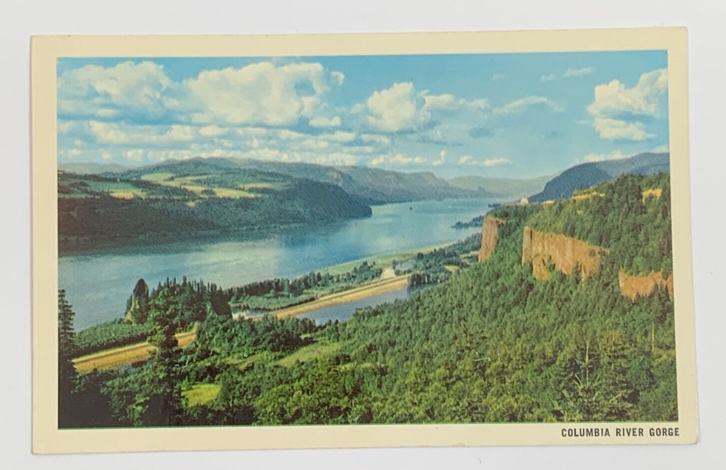 Aerial View of the Columbia River Gorge from Crown Point Postcard Unposted