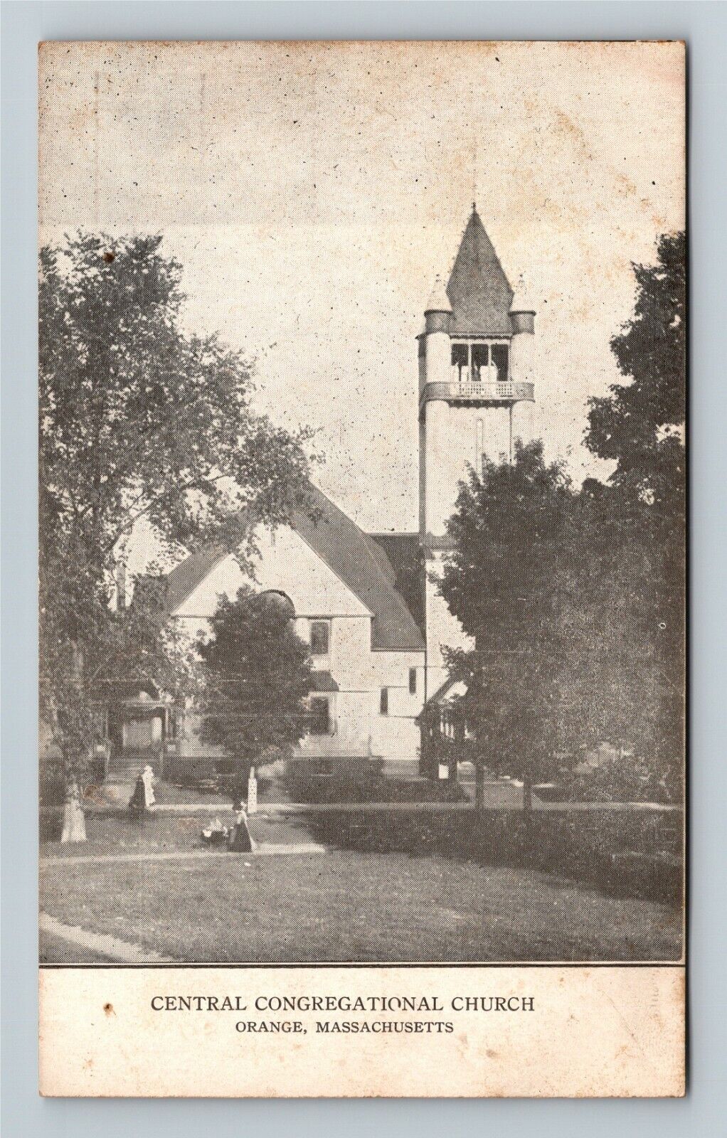Orange MA-Massachusetts, Central Congregational Church, c1910 Vintage Postcard