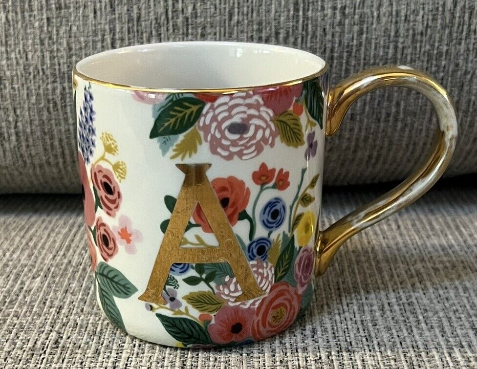 Anthropologie Rifle Paper Company Flowery Cup Mug Letter A