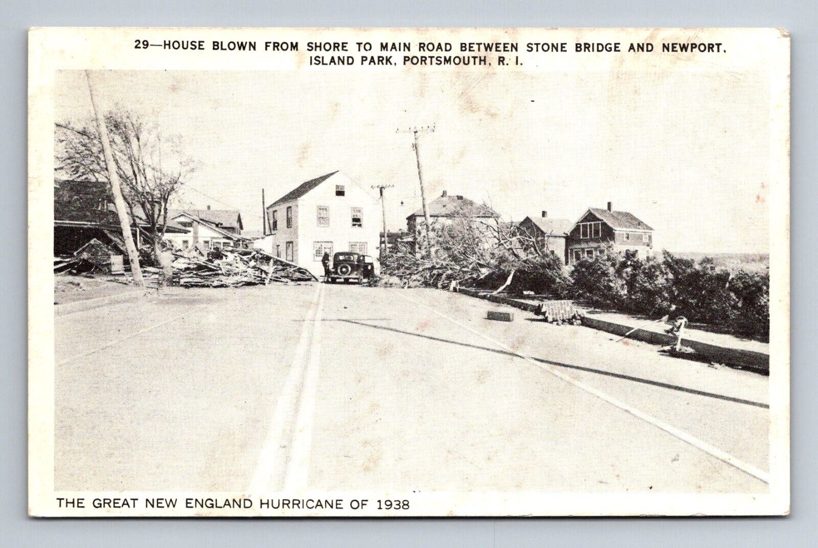 Great New England Hurricane 1938 House Blown From Shore Portsmouth RI Postcard