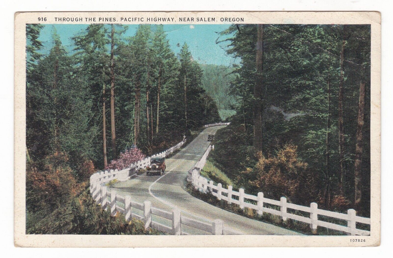 1932 SALEM OREGON PINES PACIFIC HIGHWAY TOURING CAR VINTAGE POSTCARD OR PORTLAND