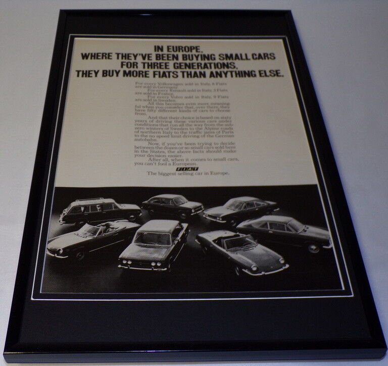 1971 Fiat Framed 11x17 ORIGINAL Vintage Advertisin​g Poster 