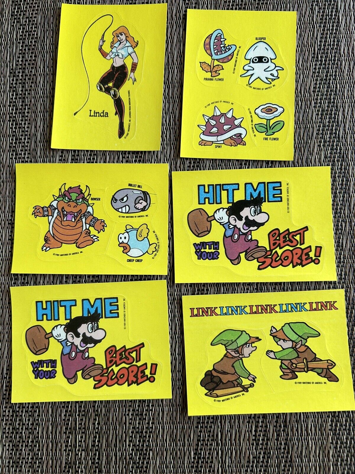 1969 Nintendo Game Tip Card Stickers, Lot Of 6