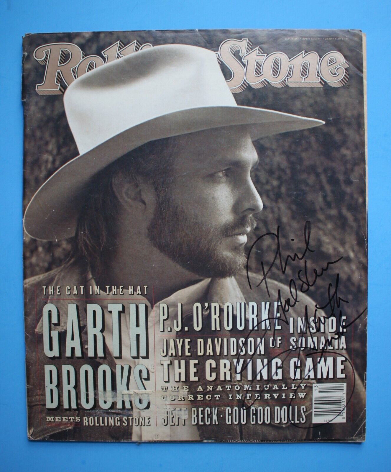 Autographed Hand Signed GARTH BROOKS Rolling Stone Magazine Issue #653 April \'93