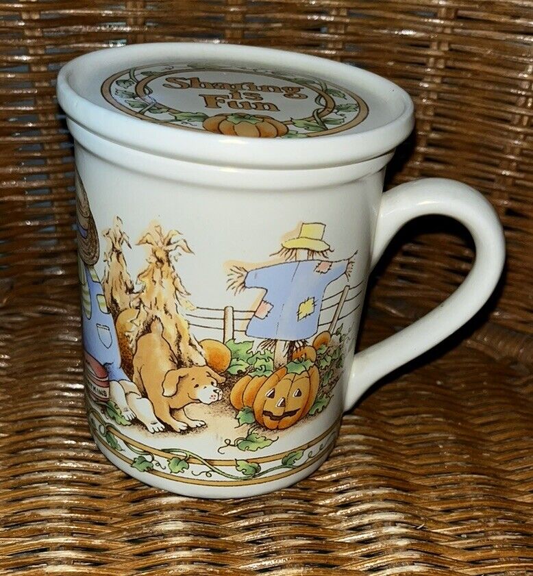 Vintage Watkins Country “Sharing Is Fun” Autumn Collectors Mug w/Cover
