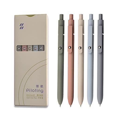 UIXJODO Gel Pens, 5 Pcs 0.5mm Black Ink Pens Fine Point Smooth Writing Pens