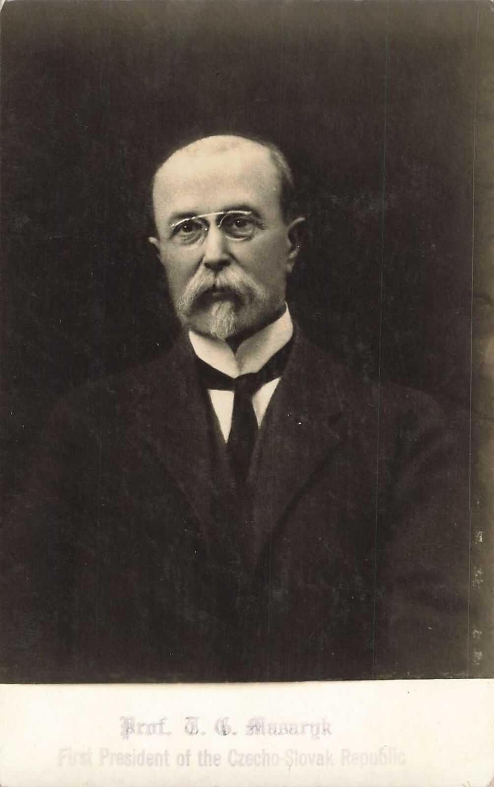 RPPC 1920s Real Photo Postcard 1st President of Czechoslovakia Tomáš Masaryk