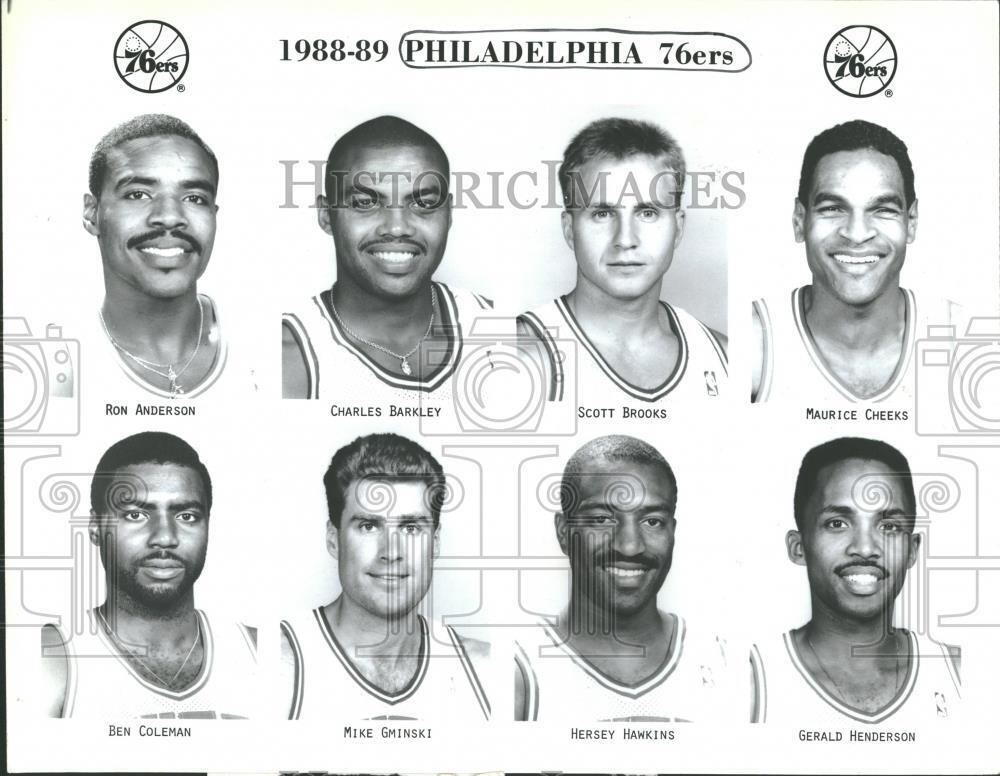 1988 Press Photo 1988-1989 Philadelphia 76ers roaster