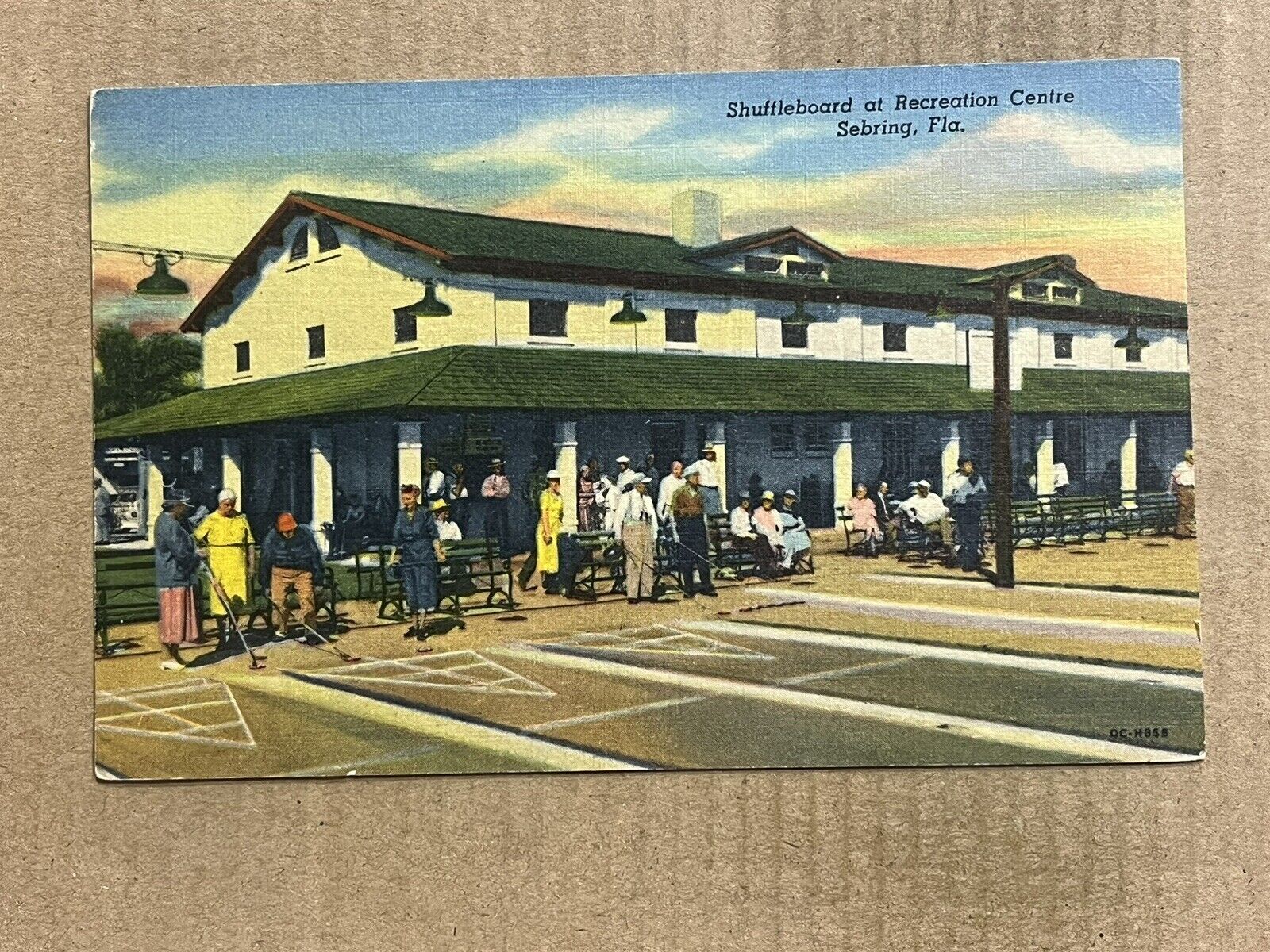 Postcard Sebring FL Florida Shuffleboard at Recreation Center Vintage PC