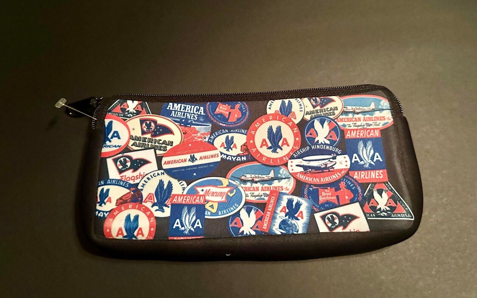 American Airlines Travel Sticker Collage Pouch Water Resistant 4\
