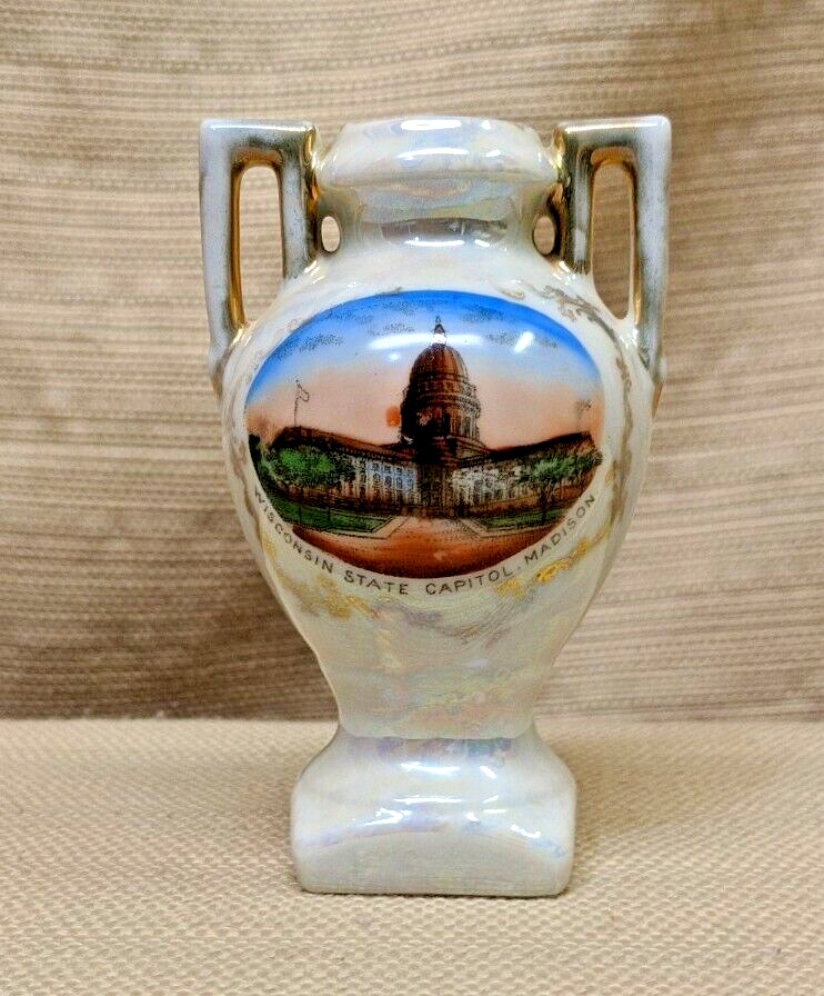 Antique Wisconsin State Capitol Madison Souvenir Luster 4.75\