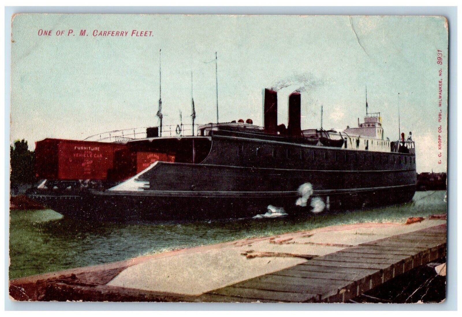 c1910's One Of PM Carferry Fleet Furniture Vehicle Car Ship Antique Postcard