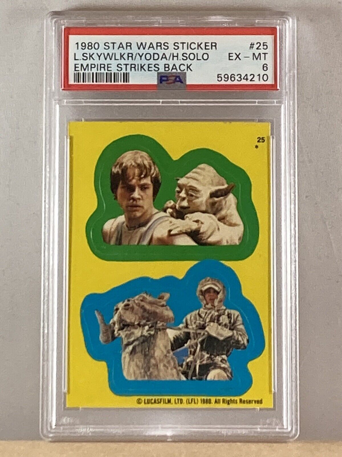 1980 Topps Star Wars Empire Strikes Back Sticker #25 Yoda Luke Skywalker PSA 6