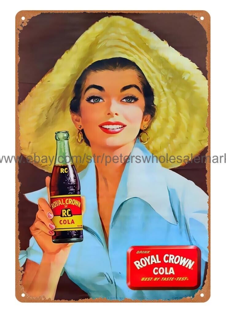 home decor places 1955 Royal Crown Nehi Diet Rite soda drink metal tin sign