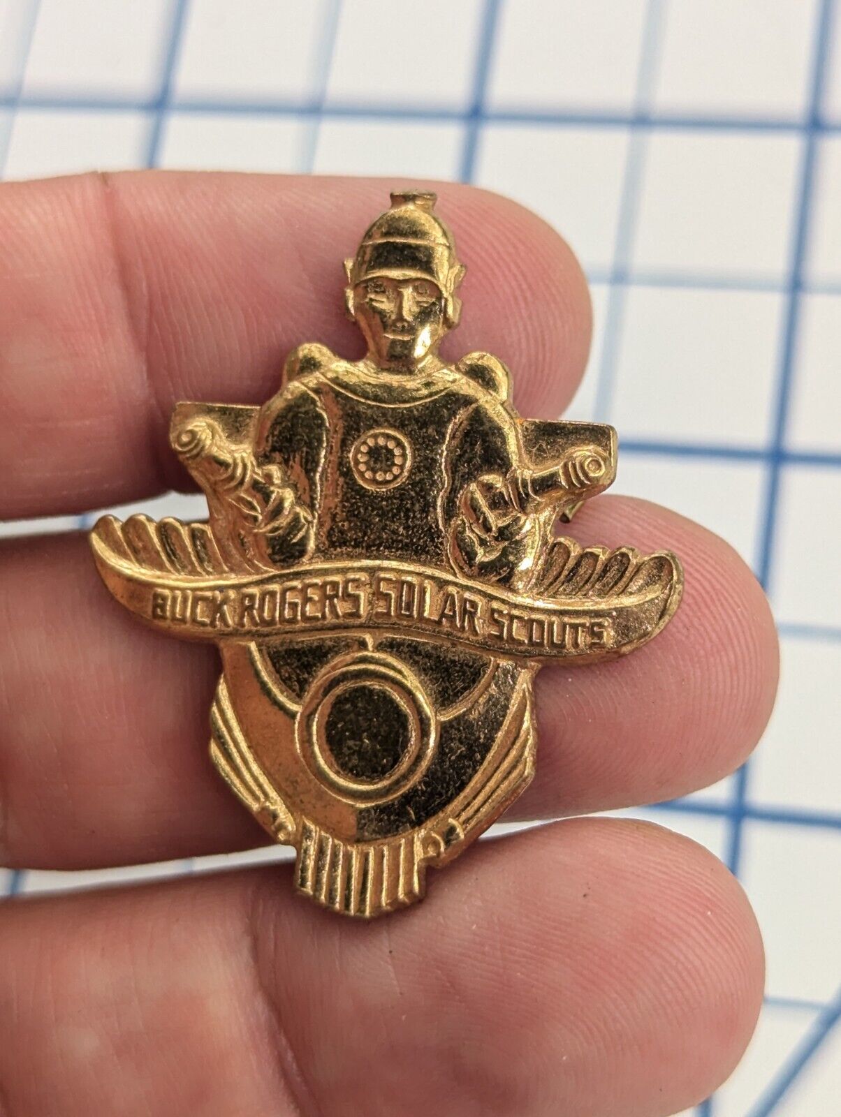 Vintage 1930s Buck Rogers Solar Scouts Brass Pin Badge High Grade J3