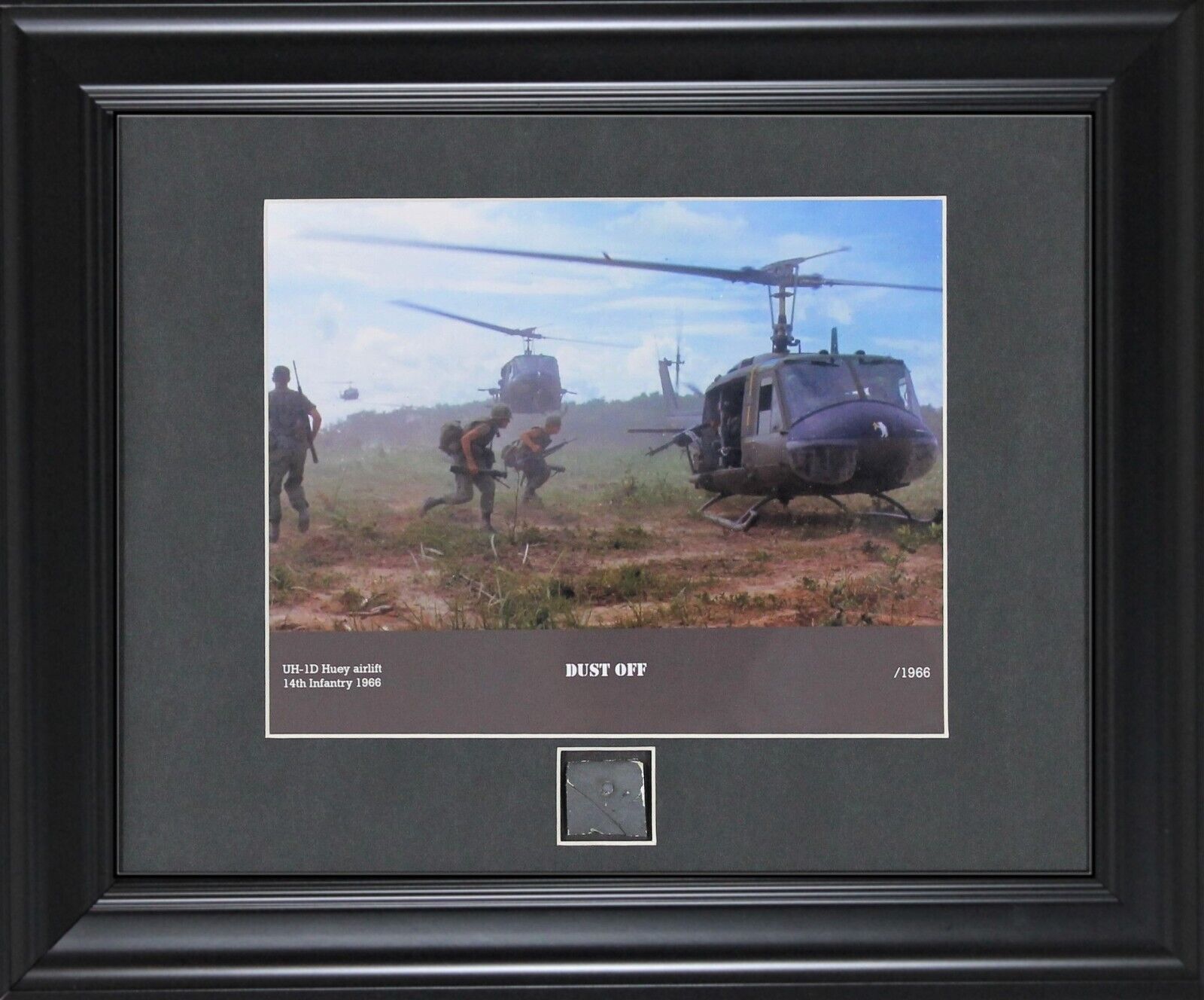 US Army Bell UH-1D Helicopter Vietnam War 1966 Framed Print + Relic Huey Pc Coa