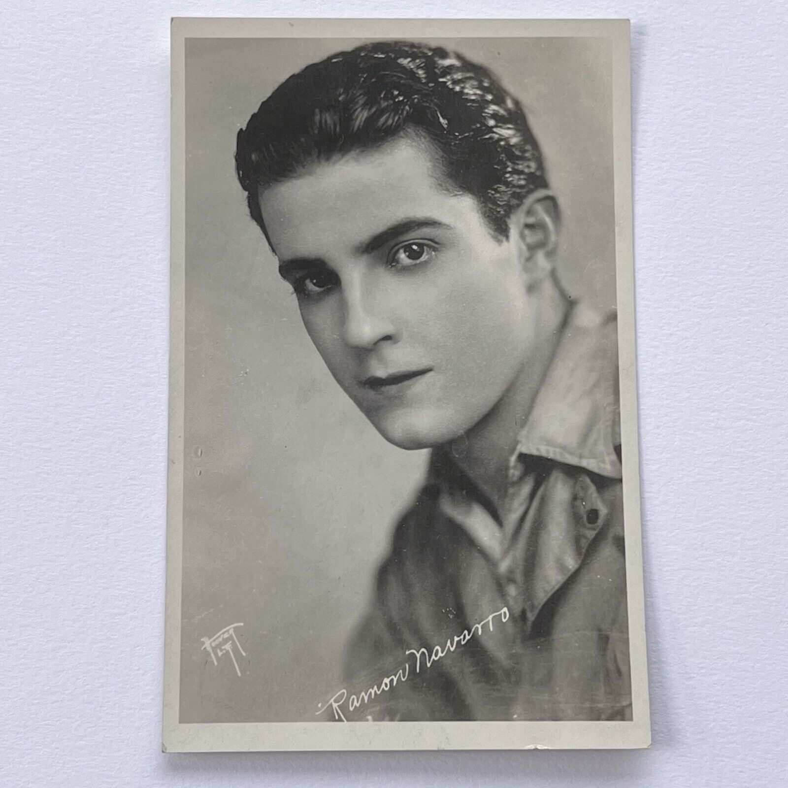 Antique B&W RPPC Photograph Postcard Handsome Man Actor Ramon Navarro Gay Int