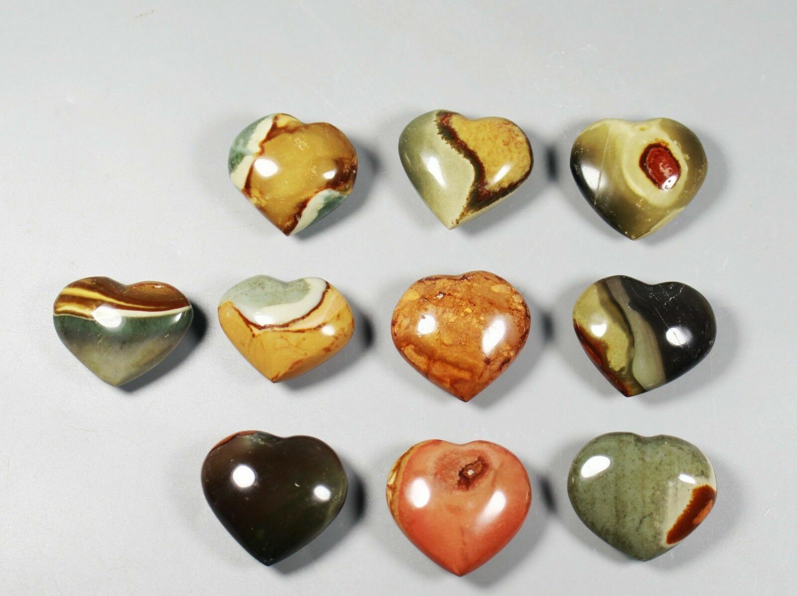 10pcs Natural Ocean JASPER Agate Stone Quartz Crystal Heart shaped Healing