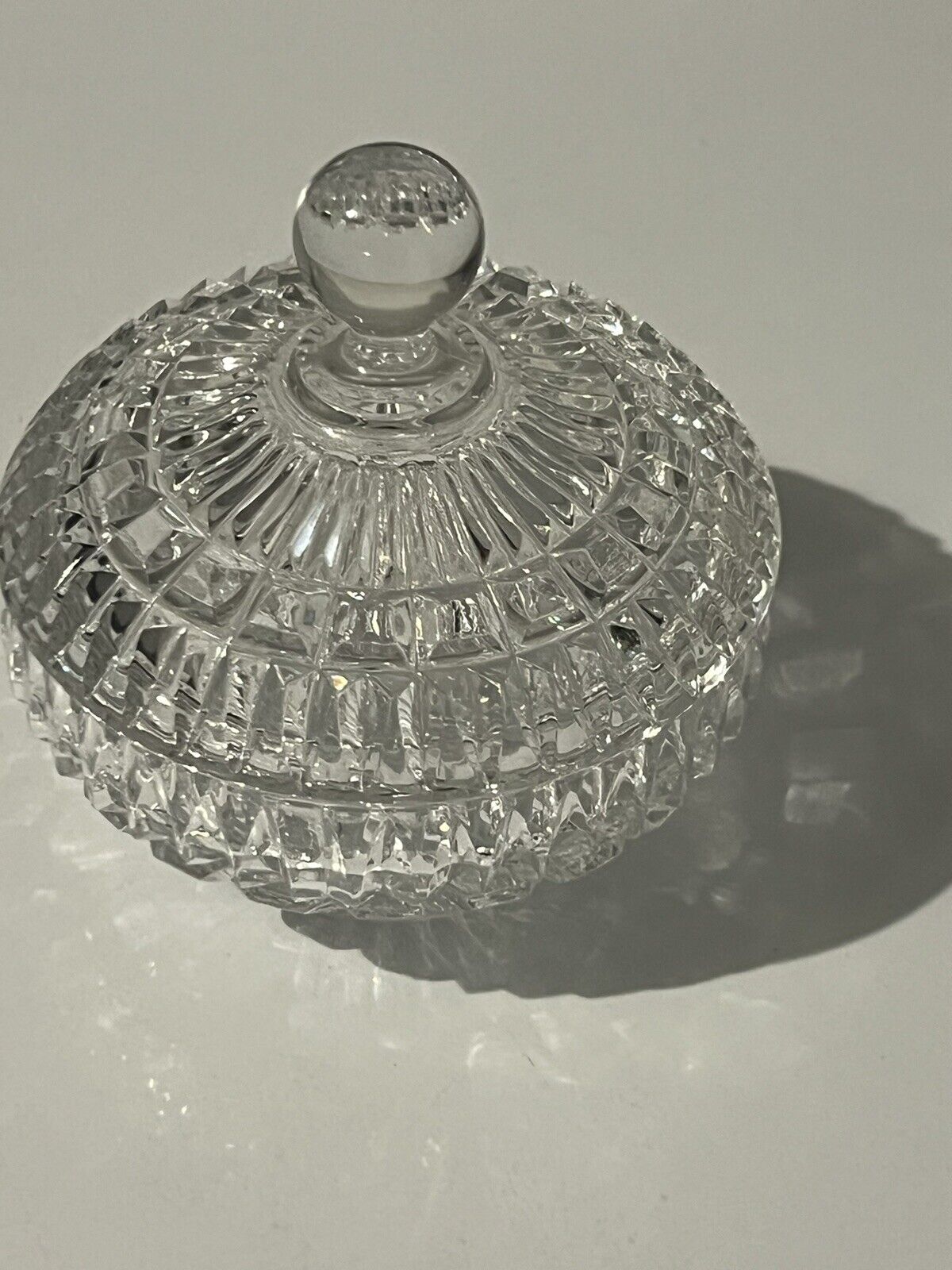 Vintage Clear Cut Glass Candy Nut Trinket Dish With Lid
