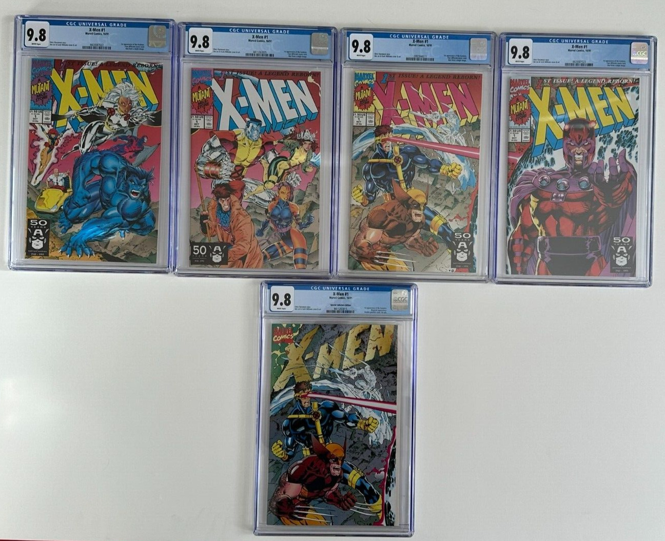 X-MEN #1 CGC 9.8 A B C D & E Complete Set/Lot of 5 Jim Lee Marvel Comics 1991