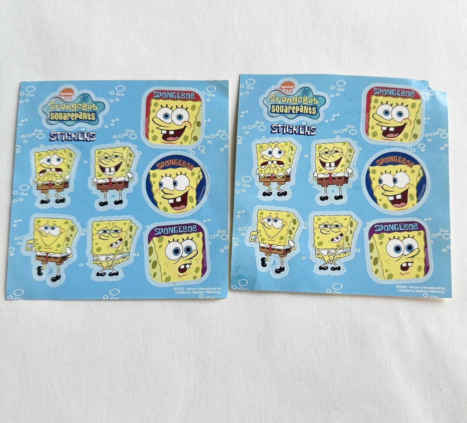 2 Vintage 2003 Viacom SpongeBob SquarePants Stickers Sheets