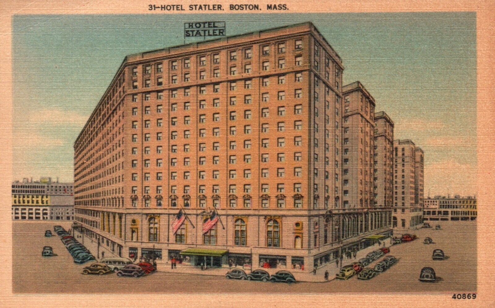 Postcard MA Boston Mass Hotel Statler Posted 1949 Linen Vintage PC H6314